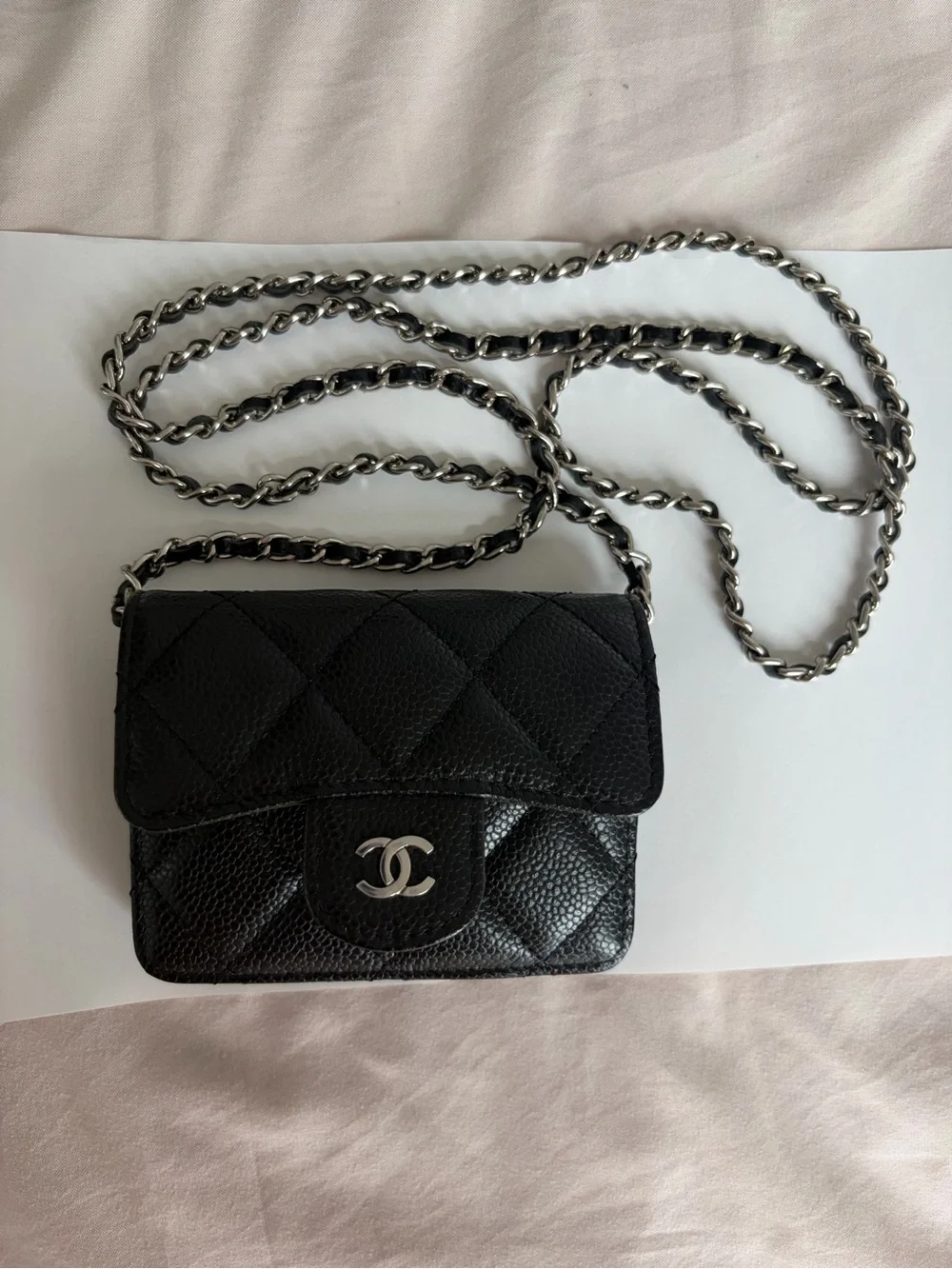 CHANEL Classic Flap Card Holder on Chain - Picture 1 of 8